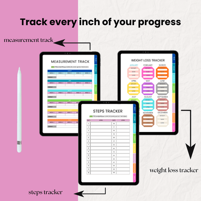 2026 Fitness Planner | Interactive PDF | Weight Loss Tracker | 59+ Pages
